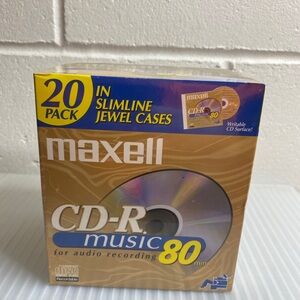 20 Pack Maxell CD-R Music 80 minute, 700 MB  in Slimline Jewel Cases New Sealed